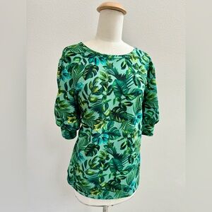 ✨NWT✨ Worthington Women's Green Floral Palm Puffy Sleeve Blouse XL
